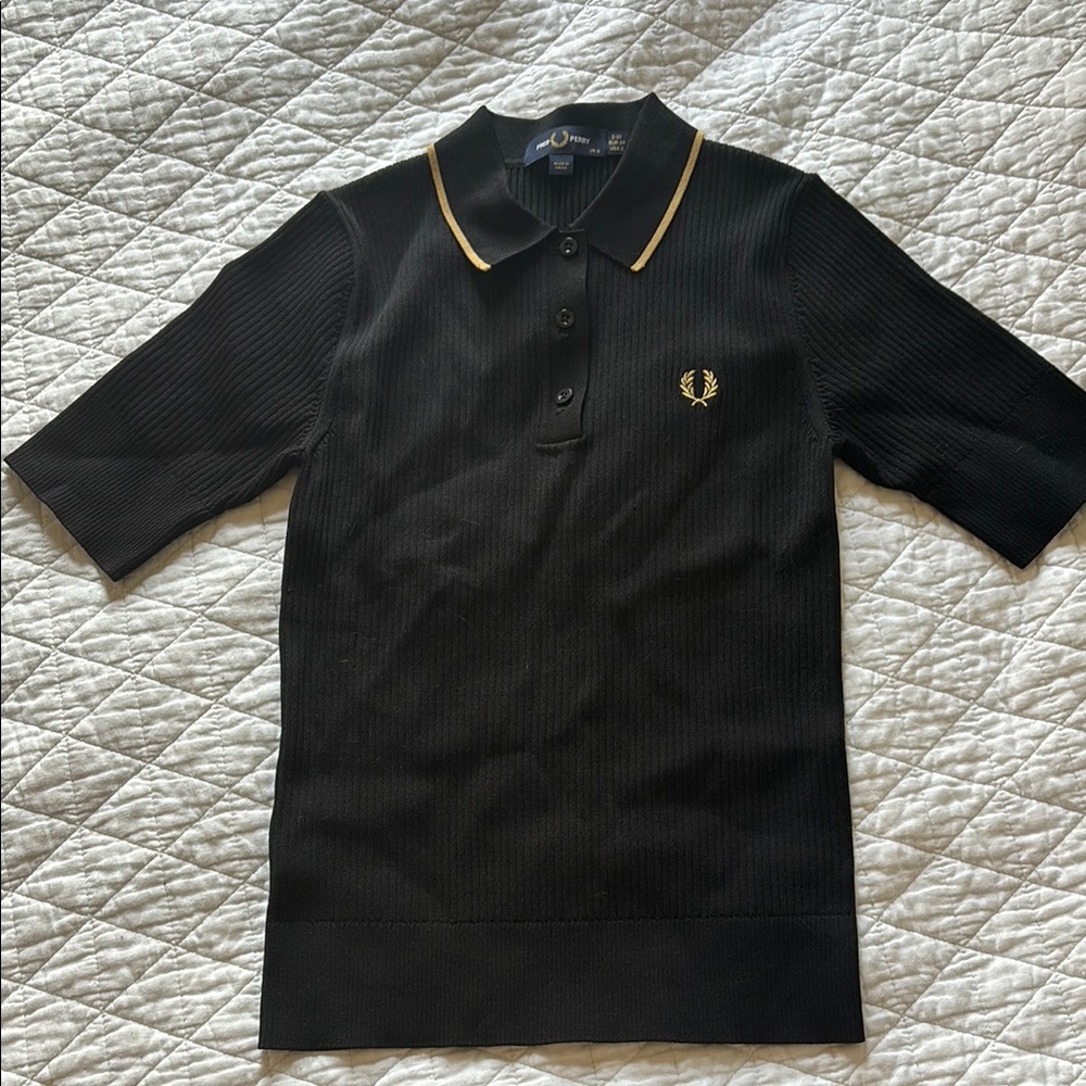 Fred Perry Black Polo Shirt with Gold Trim